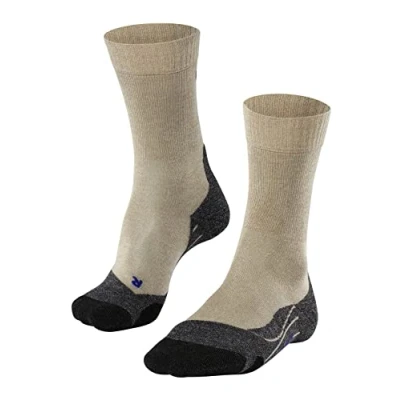 Image of FALKE Women&#039;s TK2 Explore Cool W SO Lyocell Functional Yarn Thick Anti Blister 1 Pair Hiking Socks, Beige (Nature Melange 4100), 5.5 6.5