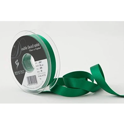 Image of Berisfords Double FACE Poly Satin Ribbon, Hunter Green, 10.5x10.5x3 cm