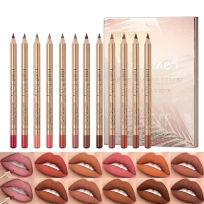 Image of Sitovely 12 Colors Slim Lip Liner Pencil Set, Longwear Smooth Creamy Matte Lipstick Premium Waterproof Pen, High Pigmented Natural Makeup (nude, M)