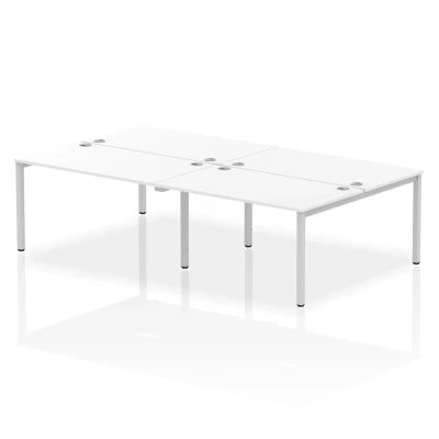 Image of Impulse Bench B2B 4 Person 1400 Silver Frame Office Desk White