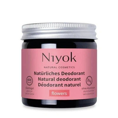 Image of Niyok® 2 in 1 deodorant without aluminium antiperspirant cream for women and men against heavy sweating, free flowers 40 ml