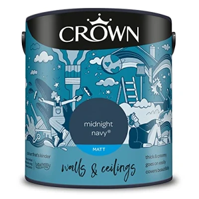 Image of CROWN 2.5L Breatheasy MATT Emulsion Paint for Walls &amp; Ceilings MIDNIGHT NAVY