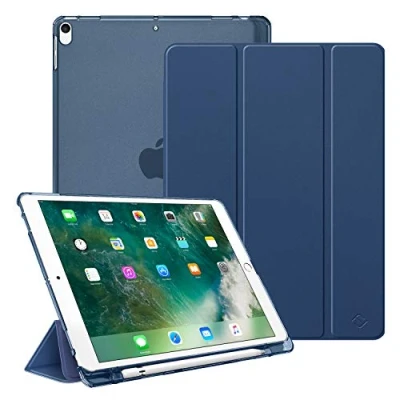 Image of FINTIE Case Compatible with iPad Air 3rd Generation (2019)/ Pro 10.5 (2017) Lightweight Standing Slim Shell Frosted Back Cover, Auto Wake/Sleep, w/Pencil Holder, Navy