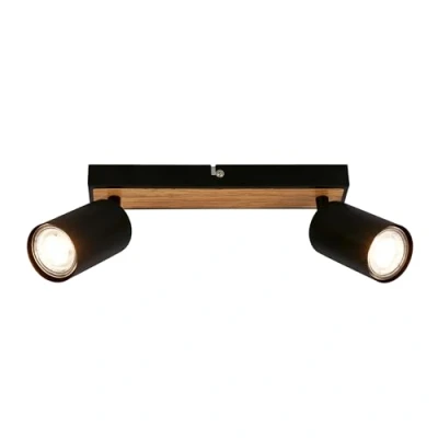 Image of BRILONER 2 GU10 Spotlight Ceiling Lights, max 9W, On/Off, spot Lights Ceiling, Living Room, Kitchen for Bedroom, 25.5 cm, Black Wood