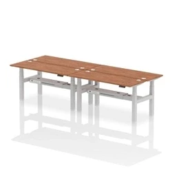 Image of Air B2B 1600x600mm Height Adjustable 4P Bench Desk CP Walnut/Silver