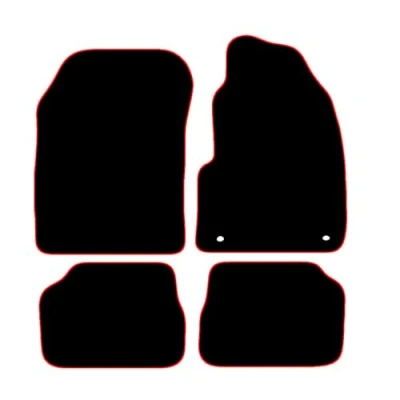 Image of Carsio Carpet Car Mats For Peugeot e208 &amp; e2008 2020+ Onwards Tailored Fit Floor Mat Set Complete Accessory Black Custom Fitted All Weather, Anti Slip Backing Red Trim