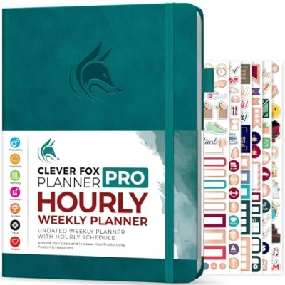 Image of Clever Fox Planner PRO Schedule Undated Weekly &amp; Monthly Life with Time Slots, Appointment Book Daily Organizer, A4 (Dark Teal)
