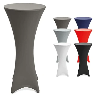 Image of Beautissu Stretch Cover Stella Spandex Poseur Table Cocktail Tablecloth Ø 70 75 cm Event Decoration Anthracite