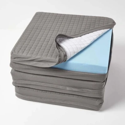 Image of HOMESCAPES Soft Quilted Cushion Cover for 3 Seater Orthopaedic Sofa Armchair Booster Cushion, 100% Cotton Washable Rectangle with Zip, 150 x 50 10cm Charcoal Grey