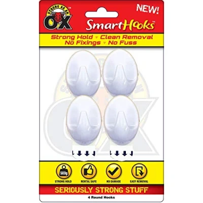 Image of Strong as an Ox Smart Hooks Set of 4 White