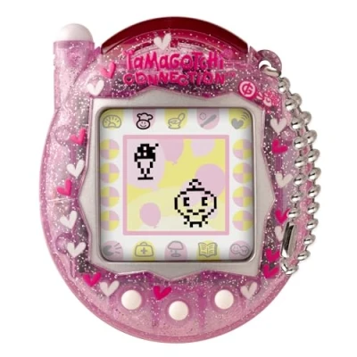 Image of TAMAGOTCHI Bandai Connection Digital Pet Pink Glitter Shell Virtual Electronic Toy With Infra Red For Shared Fun Kids Toys Girls And Boys Are Great Japanese Gifts
