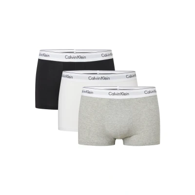 Image of Mens 3 Pack Calvin Klein Cotton Stretch Longer Leg Trunks Black / White Grey Heather L