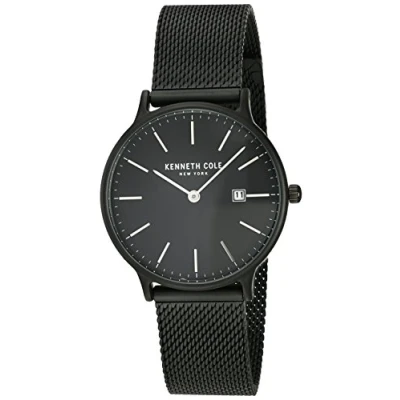 Image of Kenneth Cole Womens Black Case and Dial with Date Display Mesh KC15057004