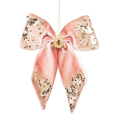 Image of Ligh Pink Bow 17x22cm Christmas Tree Hanging Decorations Festive Decorative Ornaments Fairy Tale Themed Xmas Pendant