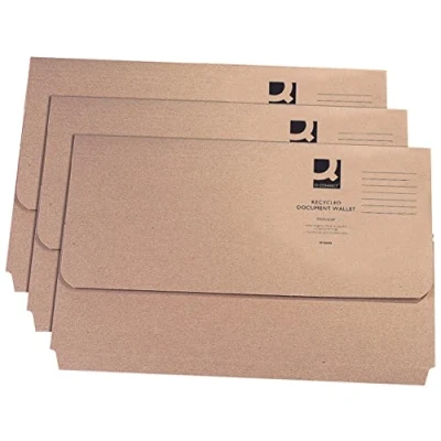 Image of Q Connect Document Wallet Foolscap Buff (50 Pack) KF26090, Brown