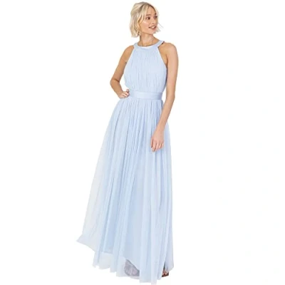 Image of Anaya with Love Women&#039;s Ladies Maxi for Women Halter Neck Long Sleeveless Belt a Line Evening Gown Ball Prom Wedd Dress, Light Blue, 12 UK