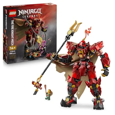 Image of LEGO Ninjago The Fire Knight Mech Toy Monstrosity Building Set with a Posable Figure, 2 Minifigures &amp; Sea Monster on Display Stand Birthday Gift for 14+ Year Old Boys and Teenagers 71846