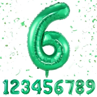 Image of Number 6 Balloons 6,Green Balloon 40 Inch Giant Helium Foil for Boys Girls Party Decor Birthday Anniversary Graduation Decorations Supplies