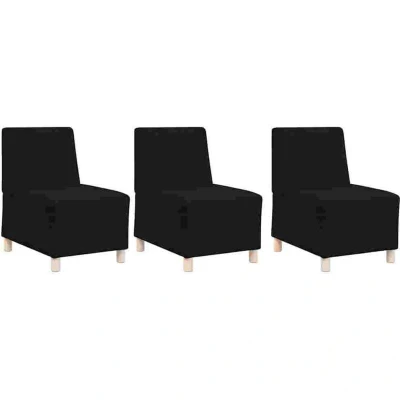 Image of vidaXL Sofa Chair 3 pcs Black 55 x 74 82 cm Fabric