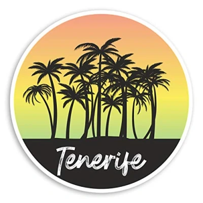 Image of 2 x 10cm Tropical Tenerife Vinyl Stickers Spain Travel Luggage Sticker #30643 (10cm Wide)