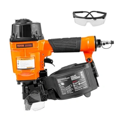 Image of VEVOR Coil Siding Nailer MCN55, 1 inch to 2 1/4 15 Degree Pneumatic Nail Gun, 70 120PSI Air for Siding, Pallet Sheathing, Fencing, Decking