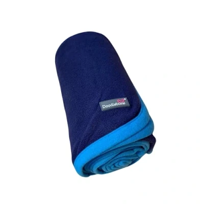 Image of Doodlebone Supersoft Fleece Dog Blanket (Navy Cyan Mix)