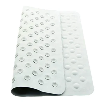 Image of aztex Anti Fungal Non Slip Shower or Bath Mat with Bubbles and Suction Cups, Resistant Tread, Kids Mat, Made From Rubber Vinyl Off White