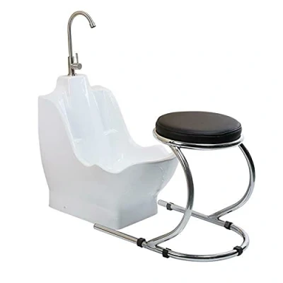 Image of EVOLVE Ablution Wudu Wash Basin with Heavy Duty Chrome Chair Long Tap and Trap Waste WuduKhana at Home
