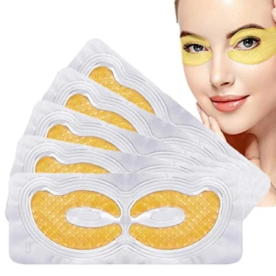 Image of 24K Gold Powder Gel Crystal Collagen Eye Mask, Hydrating Under Mask Patches, Contour Pads for Wrinkles, Puffy Eyes and Dark Circles/5 Pairs