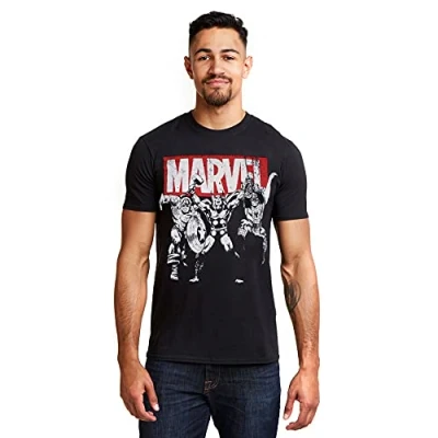 Image of Marvel Men&#039;s Trio Heroes T Shirt, Black (Black Blk), L UK