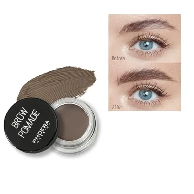 Image of PHOERA Eyebrow Pomade Waterproof 24 Hours Long Lasting Sweat Resistant Brow 6 Colours Cream Gel (05 Dark Brown)