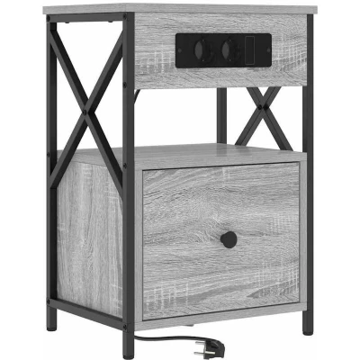 Image of vidaXL Bedside Cabinet Grey sonoma 40 x 31 60 cm Engineered wood