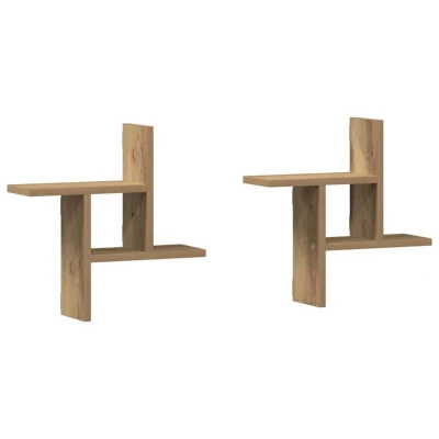 Image of vidaXL Wall Shelves 2 pcs Artisian Oak 38x12x38 cm Engineered Wood
