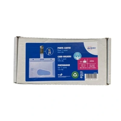 Image of Avery 4826 Security Badge Holder with Clip, 85 x 54 mm Pack of 25