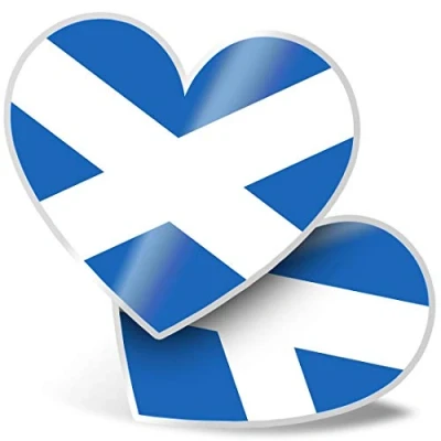 Image of 2 x Heart Stickers 15 cm Scottish Flag Scotland Britain Fun Decals for Laptops,Tablets,Luggage,Scrap Booking,Fridges, #15675