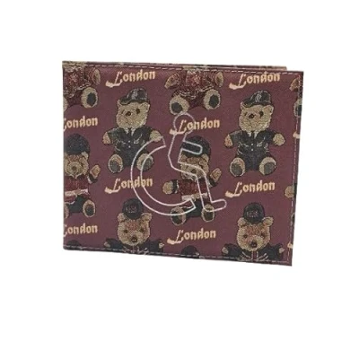 Image of AlezyB 1x Mehroon Bear Hologram Disabled Badge Holder, PU Leather Wallet Protector Parking Permit Cover Holder