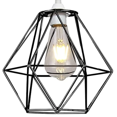 Image of LOXTON LIGHTING EasyFit Metal Wire Cage Ceiling Pendant Light Shade (Brushed Chrome)