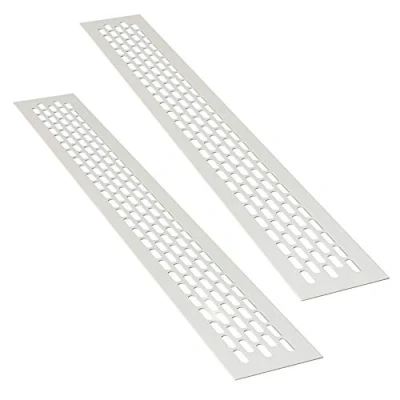 Image of sossai® Aluminum Air Ventilation Grille Cover Alucratis (2 Pieces) Rectangular Vent Dimensions: 48 x 6 cm Color: White