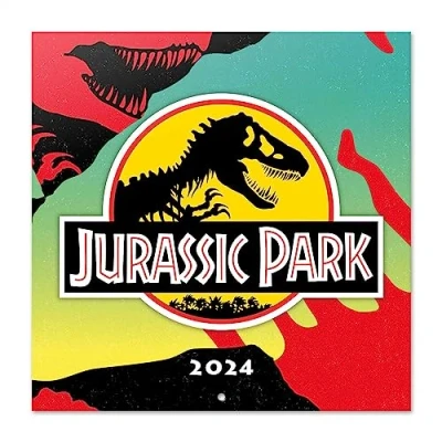 Image of Grupo Erik Jurassic Park Wall Calendar 2024 12&quot; x 12 Month Planner Square Family