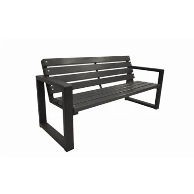 Image of PRIMARIO GRANDE Garden Bench Furniture Powder Coated Steel &amp; Wood Slats Outdoor 350kg Load Capacity Weather Resistant (Grande Grey, 200cm Seat Length, CE)
