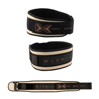Image of PICSIL Weight Lifting Belt, Workout Belt for Exceptional Core &amp; Back Support, Weightlifting Ideal Squats, Lunges, Barbell Exercises, Customizable with Space Patches (Sandstone, S)