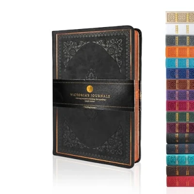 Image of VICTORIA&#039;S JOURNALS Leatherette Vintage Journal Hard Cover Lined Notebook Old Looking Travel Pocket Diary, Mini B6 Size 6.5&#039;&#039; x 4.7&#039;&#039;