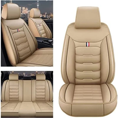 Image of TLORA Leather Car Seat Covers Full Set for Jaguar XE/XF/XJ/E pace/F pace/I pace/S type/x type, Non Slip Waterproof Durable Vehicle Covers,E