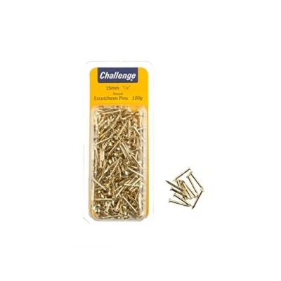 Image of Challenge Brassed Escutcheon Pins 15mm 100g Clam Pack