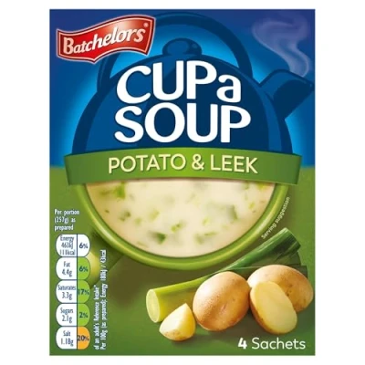 Image of Batchelors Cup a Soup Creamy Potato &amp; Leek Instant Sachets, 107 g Box (Pack of 9 Boxes Each Contains 4 Sachets)