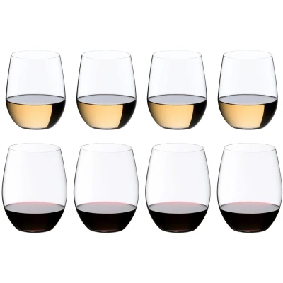 Image of Riedel O Set of 8 Cabernet / Merlot &amp; Viognier Chardonnay Wine Glasses