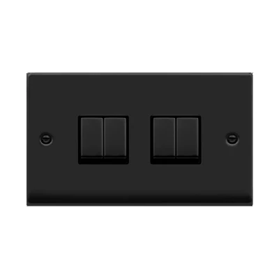 Image of Click Deco 4 Gang 2 Way Ingot 10AX Switch Matt Black Inserts