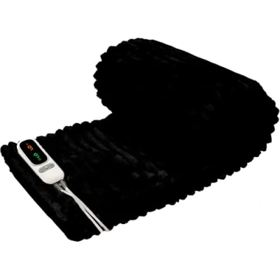 Image of Neo Electric Blanket Heated Fleece Overblanket Throw Machine Washable Remote Timer Control Heat Settings (Black)