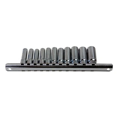 Image of US PRO Bergen 11PC 1/4 Dr 6 Point Deep SAE Imperial AF Sockets On Rail B1216