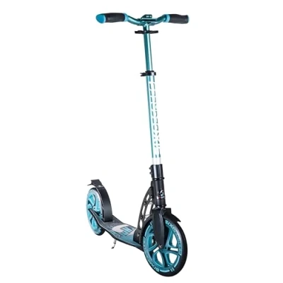 Image of SIX DEGREES Adult Kickscooter, Scooter, Height Adjustable, Ergonomic Handlebars, XL Deck, ABEC 7 Ball Bearings, Safety Reflectors (Turquoise)